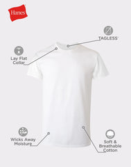 Hanes Men's Cotton Undershirt Super Value Pack, Moisture-Wicking, White, 10-pack