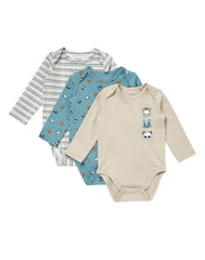 Hanes Pure Comfort Baby Long Sleeve Bodysuits, Organic Cotton, Boys & Girls, 3-Pack