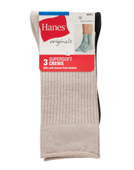 Hanes Originals Men’s Crew Socks Pack, 3-Pairs, SuperSoft