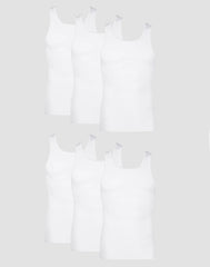 Hanes Men's Cotton Tank Undershirt, Moisture-Wicking, White, 6-Pack