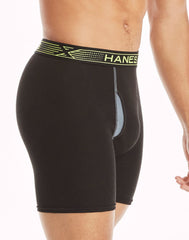 Hanes Sport X-Temp Men’s Cotton Boxer Brief Underwear, Black/Grey, 4-Pack