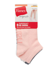 Hanes Originals Women’s SuperSoft No Show Socks, Extended Sizes, 6-Pairs