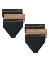 Hanes Originals Women's Seamless Rib Hi-Leg Bikini Underwear, Neutrals, 6-Pack