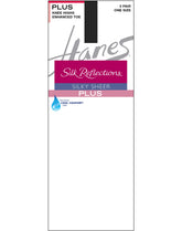 Hanes Silk Reflections Knee Highs, Enhanced Toe, 2-Pack (Plus Size)