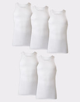 Hanes Ultimate Big Men’s White Tank Top Undershirt Pack, Cotton, 5-Pack, (Big & Tall Sizes)