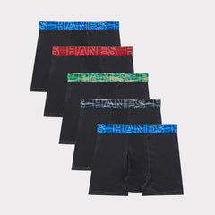 Hanes Moves Boys' Breathable Mesh Boxer Brief Underwear, X-Temp, Black, 5-Pack