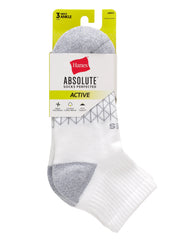 Hanes Absolute Active Men’s Cushioned Ankle Socks Pack, 3-Pack, Moisture Wicking