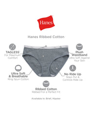 Hanes Women's Ribbed Hipster Underwear, 6-Pack