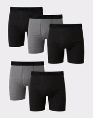 Hanes Ultimate Men’s Cotton Boxer Brief Underwear, Comfort Flex Waistband, Black/Grey, 5-Pack