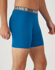 Hanes Ultimate Comfort Flex Fit Men's Boxer Brief Underwear, Black/Grey/Blue, 4-Pack