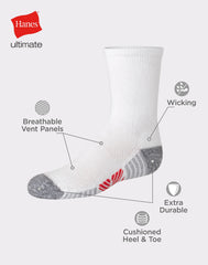Hanes Ultimate Double Tough Boys' Crew Socks, 10-Pairs
