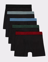 Hanes Originals Boys' SuperSoft Boxer Brief Underwear, Black, 5-Pack