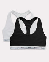 Hanes Originals Racerback Bralette, Breathable Stretch Cotton, 2-Pack