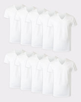 Hanes Men's White V-Neck Undershirt Super Value Pack, Moisture-Wicking Cotton, 10-Pack