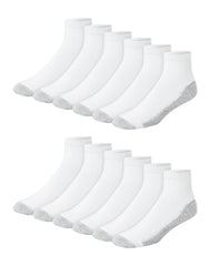 Hanes Double Tough Men's Ankle Socks, Shoe Sizes 6-12, 12-Pairs