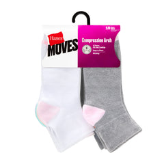 Hanes Moves X-Temp Women’s Ankle Socks, 10-Pairs, Shoe Sizes 8-12