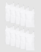 Hanes Men's Cotton Tank Undershirt, Moisture-Wicking, White, 10-Pack
