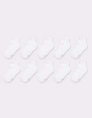 Hanes Girls' Ankle Socks Pack, 10-Pack, White