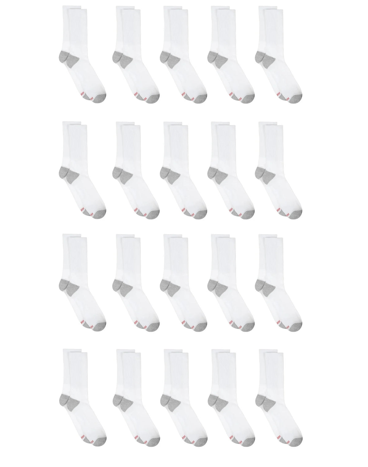 Hanes Men&rsquo;s Cushioned Crew Socks Pack, 20 Pairs, Lightweight, Moisture Wicking
