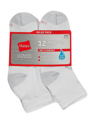 Hanes Ultimate Men's Ankle Socks, 12-Pairs