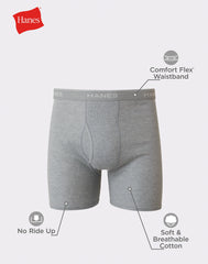 Hanes Men's Cotton Boxer Brief Underwear Super Value Pack, Black/Grey, 10-Pack