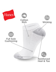 Hanes Women's Athletic No Show Socks, Full Sole Cushion, 10-Pairs