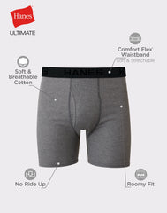 Hanes Ultimate Big Men’s Cotton Boxer Brief Underwear, 4-Pack (Big &amp; Tall Sizes)