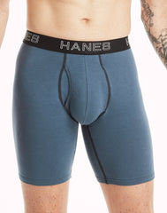 Hanes Ultimate Men's Stretch Long Leg Boxer Brief Underwear, Moisture Wicking, 5-Pack