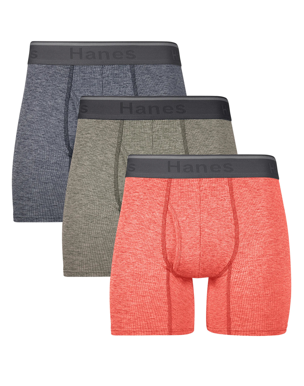 Hanes Comfort Flex Fit Men's Breathable Stretch Mesh Boxer Brief Underwear, Red/Green/Black, 3-Pack