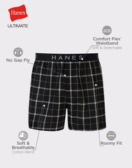 Hanes Ultimate Big Men&rsquo;s Woven Boxer Underwear, Assorted Prints, 4-Pack (Big &amp; Tall Sizes)