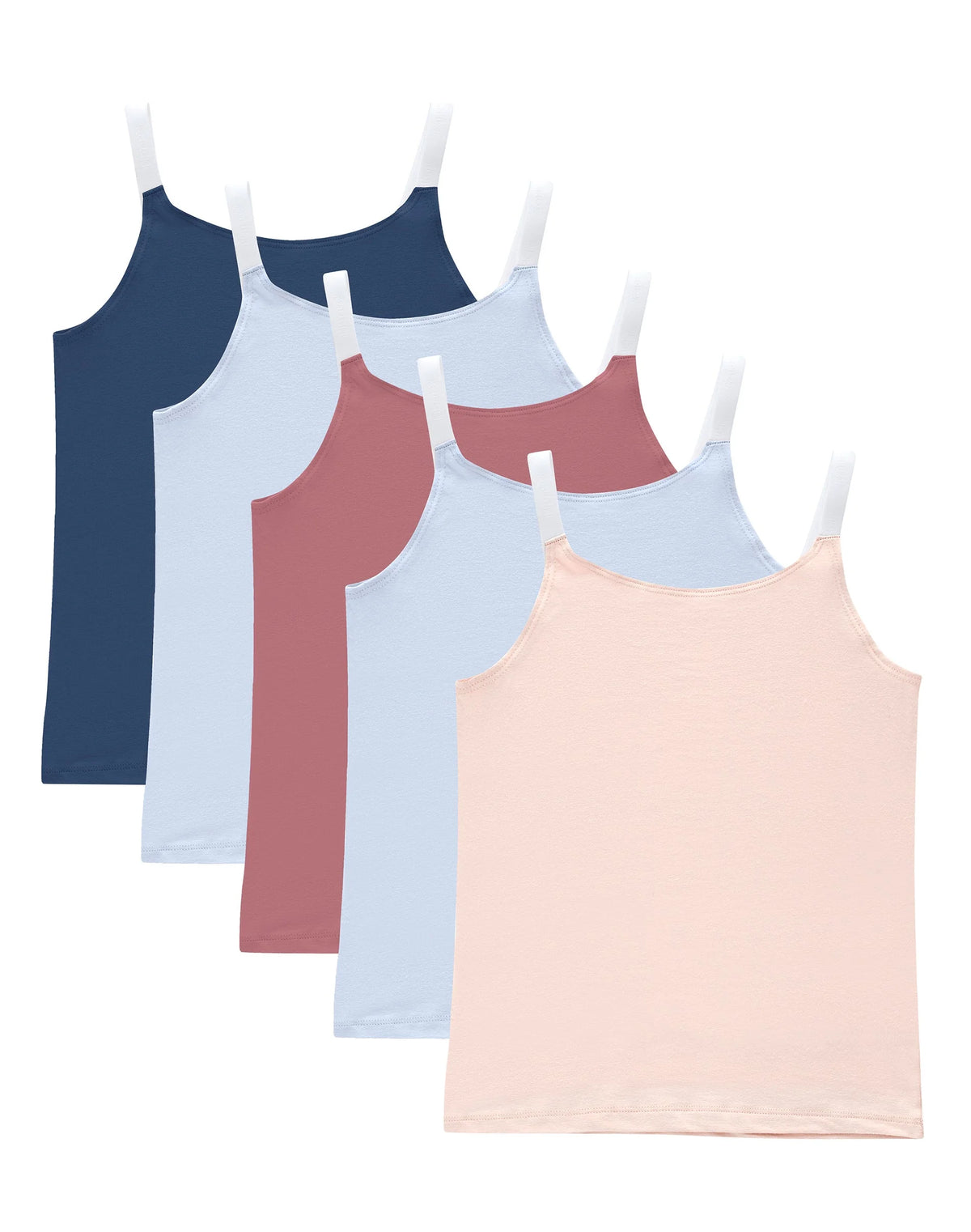 Hanes Originals Girls' Cami, 5-Pack, Cotton-Stretch Tank Top, Moisture-Wicking, Assorted