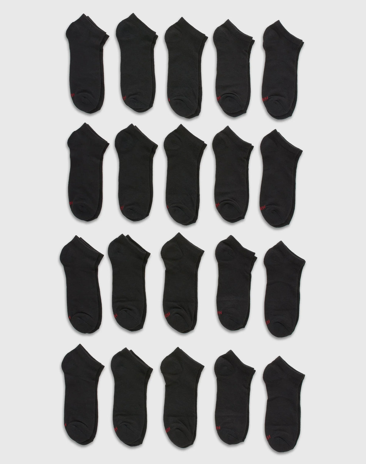 Hanes Men&rsquo;s Cushioned No Show Socks Pack, 20 Pairs, Moisture Wicking