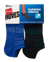 Hanes Moves Breathable Mesh Men&rsquo;s No Show Socks, Shoe Sizes 6-12, 6-Pairs